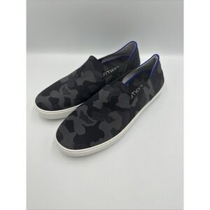 EUC Rothy's The Original Slip On Sneaker Black Grey Camo Size 10 Comfort Shoes